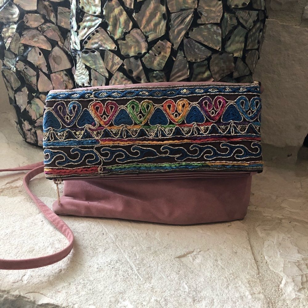 Beya embroidery/sequins clutch/crossbody 